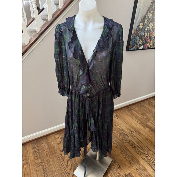 ICONS OBJECTS OF DEVOTION The Flamenco Midi Dress Tartan Plaid Wrap Size XS - Picture 3 of 6